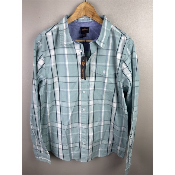 Bench Other - Bench Men's Long Sleeve Collared Button Up Shirt with Pocket, Size Large Plaid
